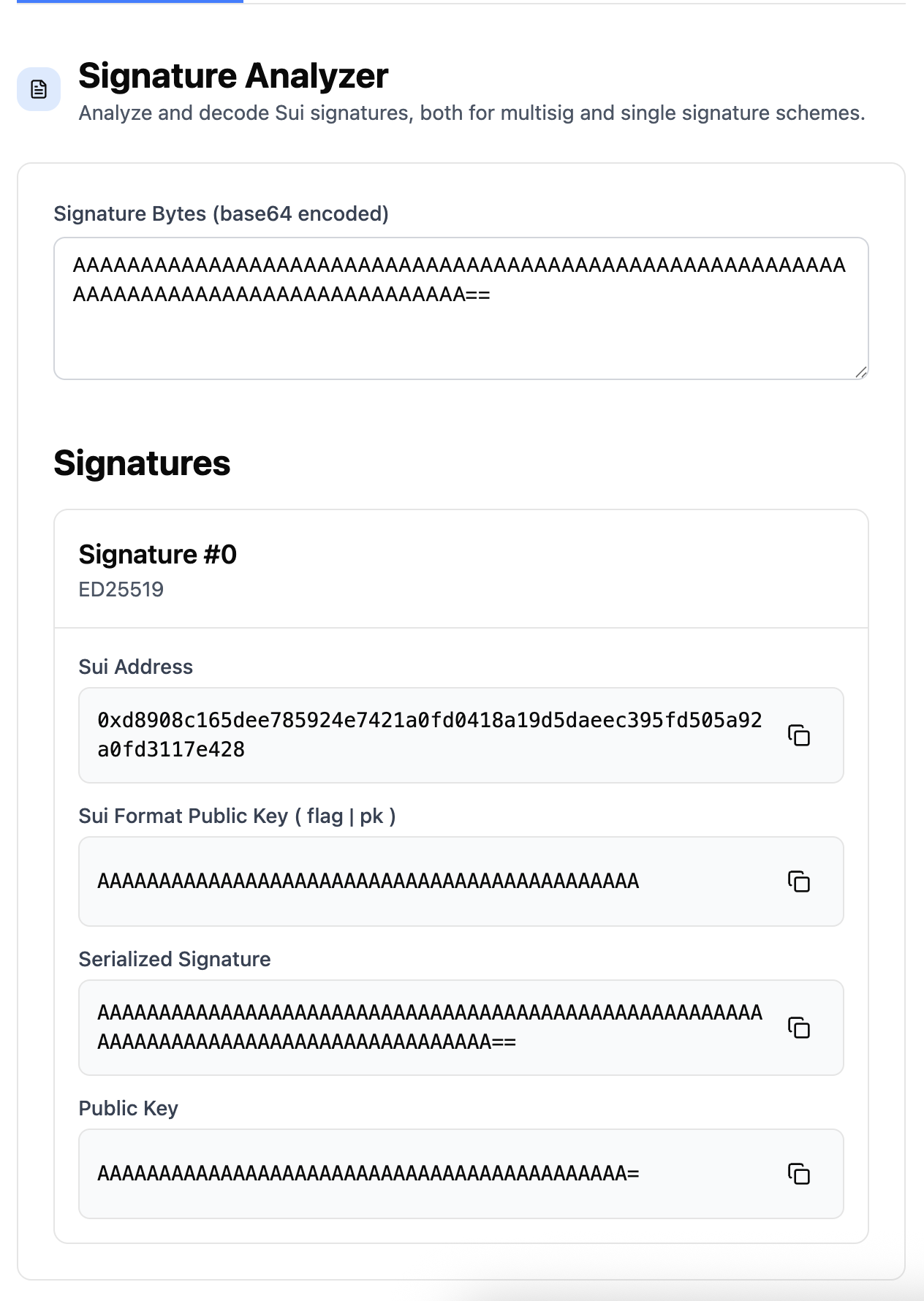 Screenshot showing signature analysis details using Sagat signature analyzer tool. Sagat signature analyzer