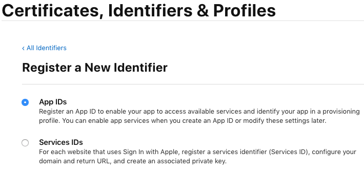 Create an App ID 1